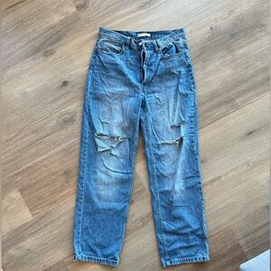Oak + Fort Ripped Straight Leg Jeans
